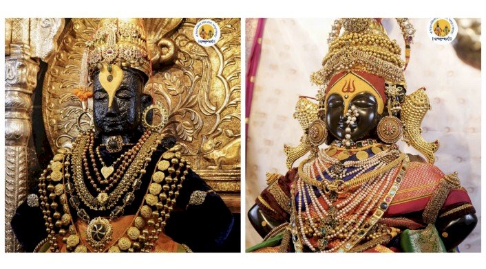नवरात्र महोत्सव:  ◼️ श्री विठ्ठलास अलंकार, रूक्मिणी मातेस पारंपारिक श्री. तुळजाभवानी पोषाखासह अलंकार परिधान,  ◼️ नवरात्र महोत्सव निमित्त श्री विठ्ठल व माता रुक्मिणीचे राजस लोभस रूप पाहण्यास भाविकांची गर्दी.....