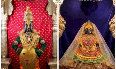 पंढरपूरात नवरात्र महोत्सवानिमित्त श्री विठ्ठल-रुक्मिणी मातेस पारंपरिक अलंकार.  ◾रुक्मिणी मातेला मारवाडी/लमाणी पोशाख भाविकांची दर्शनासाठी गर्दी.