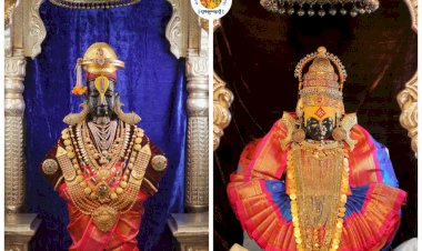 श्री विठ्ठलास अलंकार, रूक्मिणी मातेस पारंपारिक श्री. महालक्ष्मी माता पोशाख सह अलंकार परिधान.